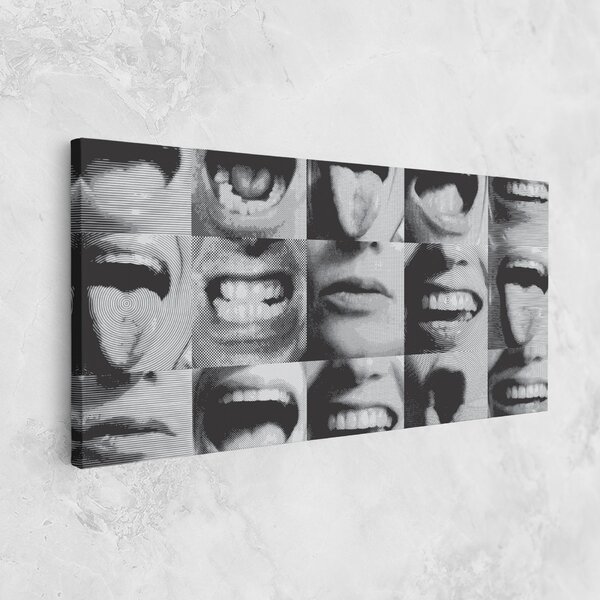 Tablou Canvas, 40x80cm, Dormitor si Living, Moderne, Colaje, Grey Mouth Collage