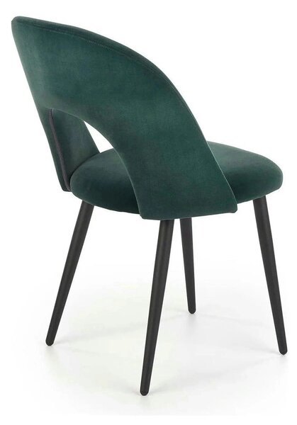 Scaun tapitat K384, verde/negru, stofa catifelata/metal, 54x57x84 cm