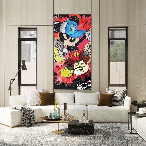 Tablou Canvas, 40x80cm, Dormitor si Living, Moderne, Digitale, Gangsta Mickey
