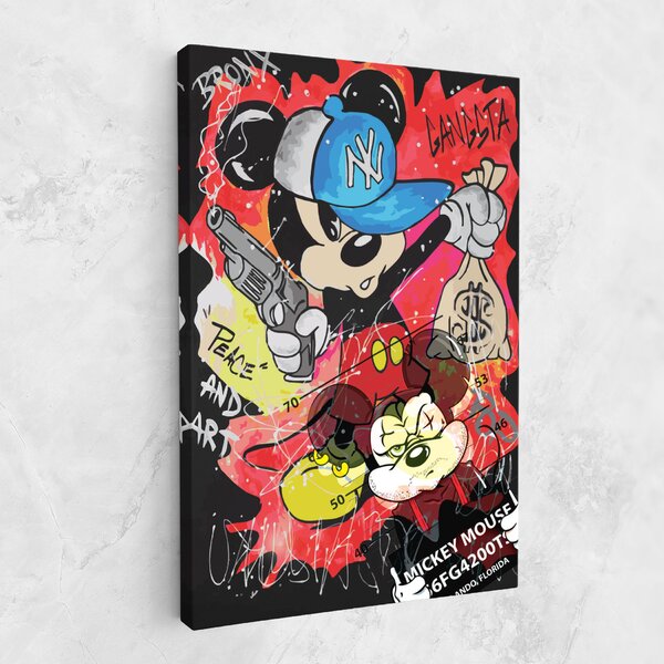 Tablou Canvas, 20x30cm, Dormitor si Living, Moderne, Digitale, Gangsta Mickey