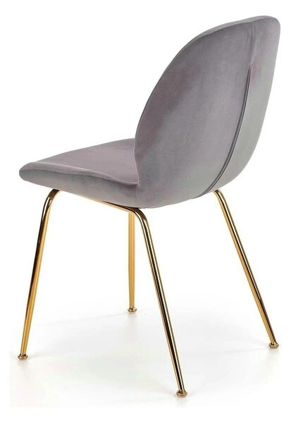 Scaun tapitat K381, gri/auriu, stofa catifelata/metal, 48x58x88 cm