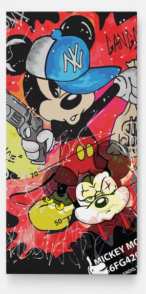 Tablou Canvas, 40x80cm, Dormitor si Living, Moderne, Digitale, Gangsta Mickey