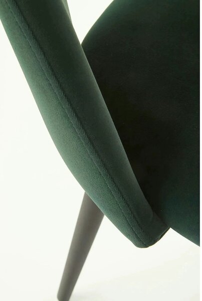 Scaun tapitat K384, verde/negru, stofa catifelata/metal, 54x57x84 cm