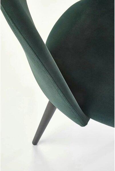 Scaun tapitat K384, verde/negru, stofa catifelata/metal, 54x57x84 cm