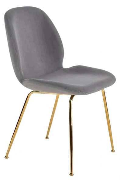 Scaun tapitat K381, gri/auriu, stofa catifelata/metal, 48x58x88 cm