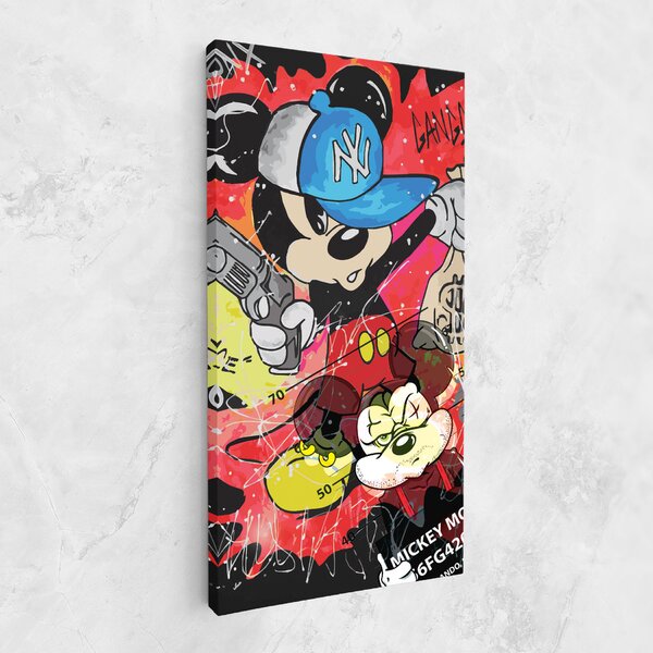 Tablou Canvas, 40x80cm, Dormitor si Living, Moderne, Digitale, Gangsta Mickey