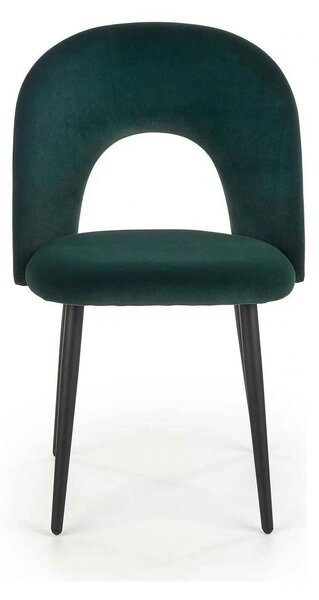Scaun tapitat K384, verde/negru, stofa catifelata/metal, 54x57x84 cm