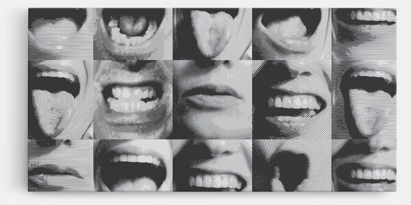 Tablou Canvas, 40x80cm, Dormitor si Living, Moderne, Colaje, Grey Mouth Collage