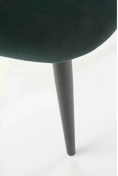 Scaun tapitat K384, verde/negru, stofa catifelata/metal, 54x57x84 cm