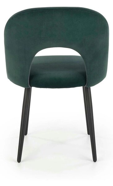 Scaun tapitat K384, verde/negru, stofa catifelata/metal, 54x57x84 cm