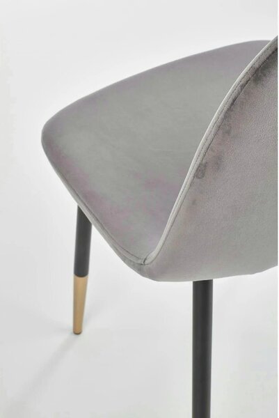 Scaun tapitat K379, gri/negru, stofa catifelata/metal, 45x48x88 cm