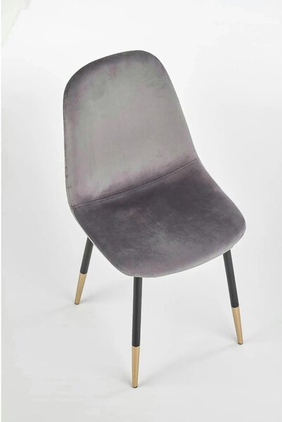 Scaun tapitat K379, gri/negru, stofa catifelata/metal, 45x48x88 cm