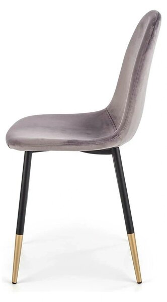 Scaun tapitat K379, gri/negru, stofa catifelata/metal, 45x48x88 cm