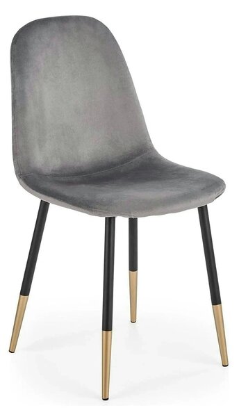 Scaun tapitat K379, gri/negru, stofa catifelata/metal, 45x48x88 cm