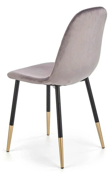 Scaun tapitat K379, gri/negru, stofa catifelata/metal, 45x48x88 cm