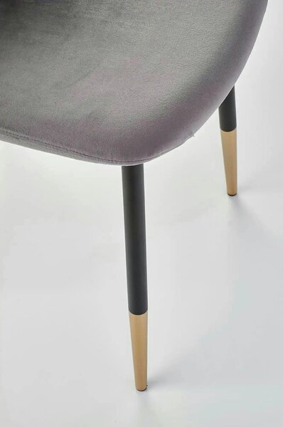 Scaun tapitat K379, gri/negru, stofa catifelata/metal, 45x48x88 cm