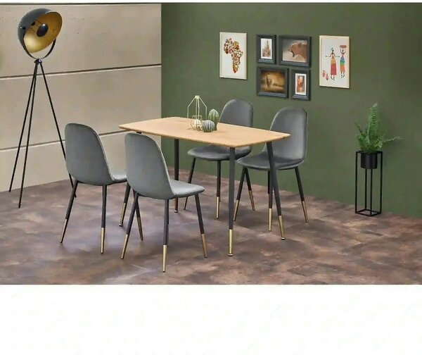 Scaun tapitat K379, gri/negru, stofa catifelata/metal, 45x48x88 cm