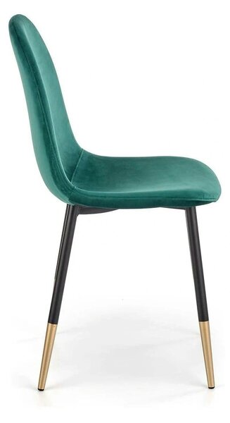 Scaun tapitat K379, verde/negru, stofa catifelata/metal, 45x48x88 cm