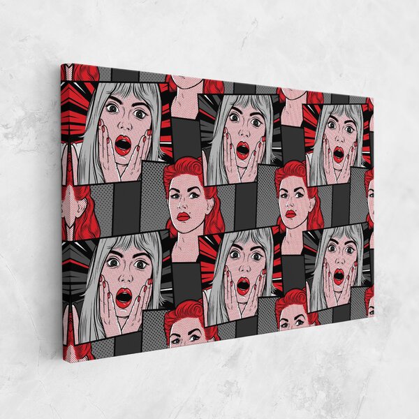 Tablou Canvas, 20x30cm, Dormitor si Living, Moderne, Pop, Grey Red Pop Art