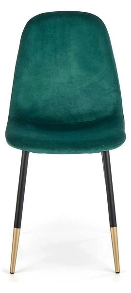 Scaun tapitat K379, verde/negru, stofa catifelata/metal, 45x48x88 cm