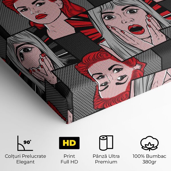 Tablou Canvas, 20x30cm, Dormitor si Living, Moderne, Pop, Grey Red Pop Art