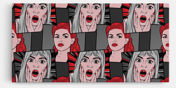 Tablou Canvas, 40x80cm, Dormitor si Living, Moderne, Pop, Grey Red Pop Art