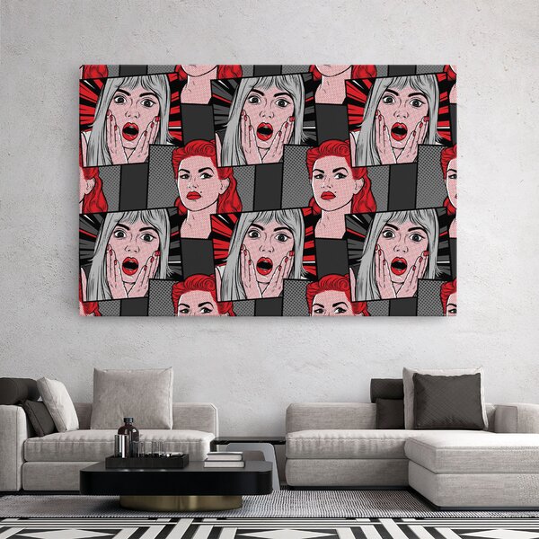 Tablou Canvas, 20x30cm, Dormitor si Living, Moderne, Pop, Grey Red Pop Art