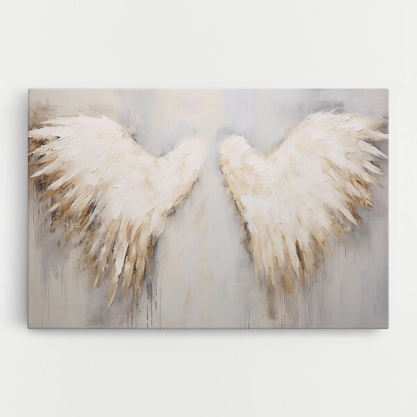 Tablou Canvas, 20x30cm, Dormitor si Living, Moderne, Textura de pictura, Cream White Wings