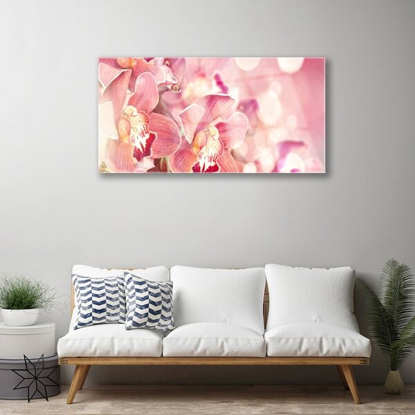 Tablou pe sticla Flori Floral Bej Maro