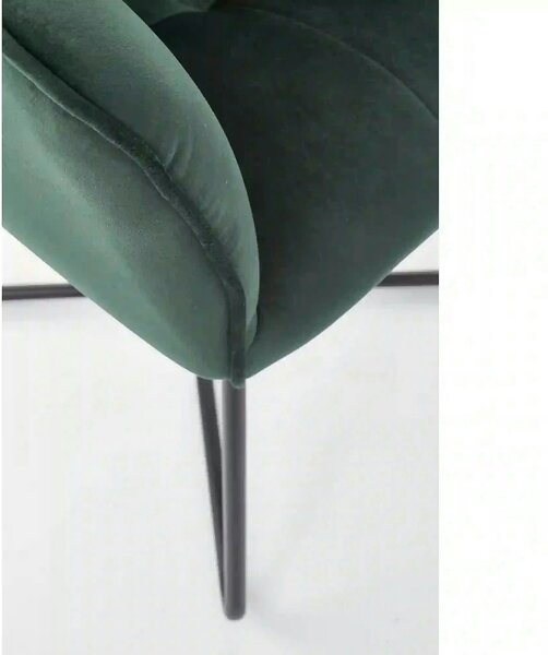 Scaun tapitat K377, verde inchis/negru, stofa catifelata/metal, 60x62x