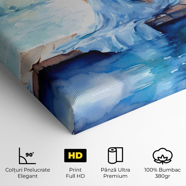 Tablou Canvas, 40x80cm, Dormitor si Living, Moderne, Textura de pictura, Lake Blue Woman
