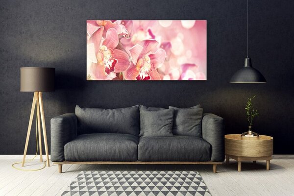 Tablou pe sticla Flori Floral Bej Maro