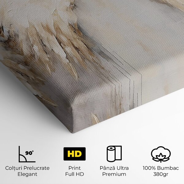 Tablou Canvas, 20x30cm, Dormitor si Living, Moderne, Textura de pictura, Cream White Wings