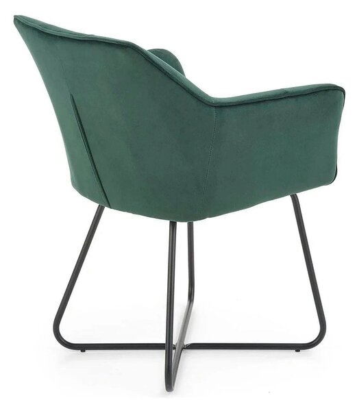 Scaun tapitat K377, verde inchis/negru, stofa catifelata/metal, 60x62x