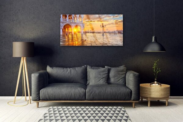 Tablou pe sticla Locul Sun Arhitectura Galben Gri Alb