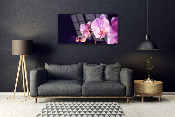 Tablou pe sticla Flori Floral Roz Violet