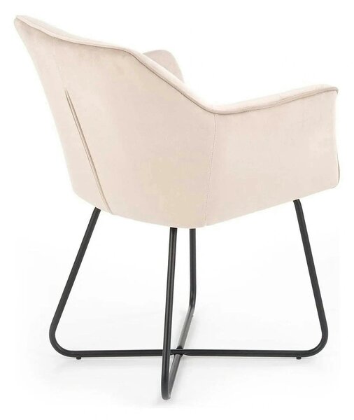 Scaun tapitat K377, bej/negru, stofa catifelata/metal, 60x62x81 cm