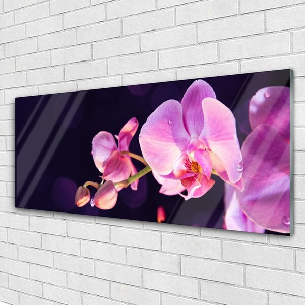 Tablou pe sticla Flori Floral Roz Violet