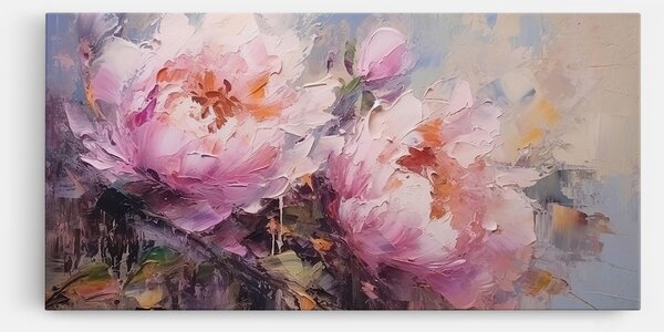 Tablou Canvas, 40x80cm, Dormitor si Living, Moderne, Textura de pictura, Peony Art