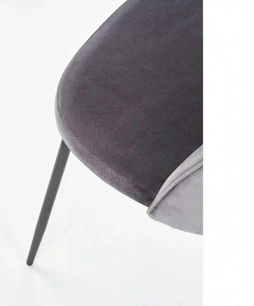 Scaun K314 gri inchis/negru, stofa catifelata/metal, 49x50x80 cm
