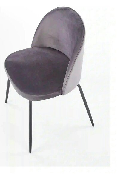 Scaun K314 gri inchis/negru, stofa catifelata/metal, 49x50x80 cm