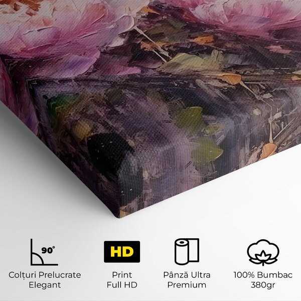 Tablou Canvas, 20x30cm, Dormitor si Living, Moderne, Textura de pictura, Peony Art