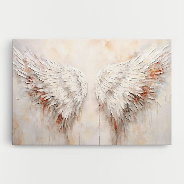 Tablou Canvas, 20x30cm, Dormitor si Living, Moderne, Textura de pictura, White Bloody Wings