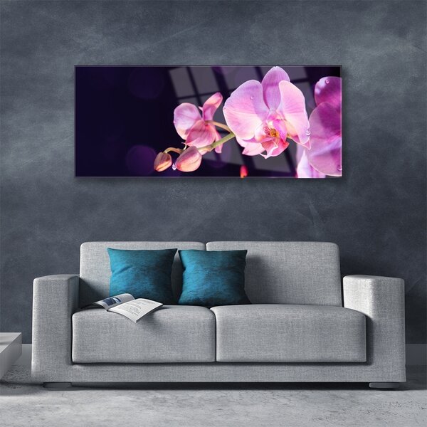 Tablou pe sticla Flori Floral Roz Violet