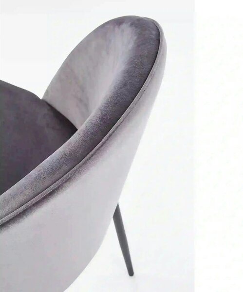 Scaun K314 gri inchis/negru, stofa catifelata/metal, 49x50x80 cm