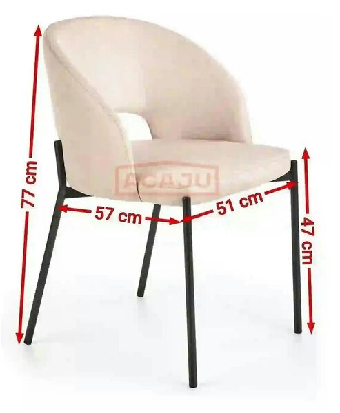 Scaun tapitat stofa clasica K373, gri/negru, 51x57x77 cm