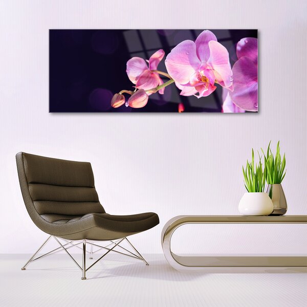 Tablou pe sticla Flori Floral Roz Violet