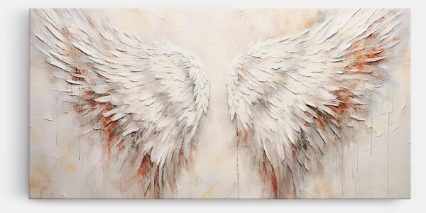 Tablou Canvas, 40x80cm, Dormitor si Living, Moderne, Textura de pictura, White Bloody Wings