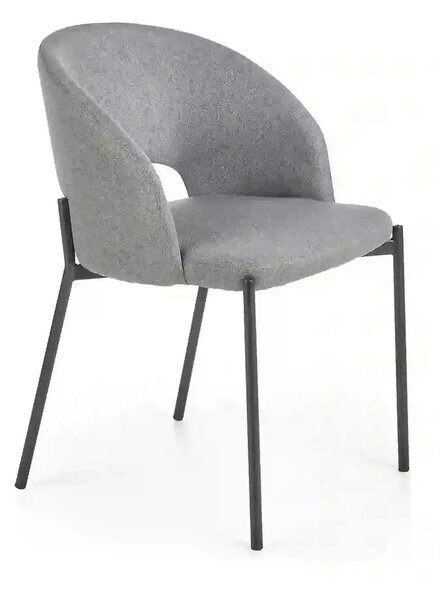 Scaun tapitat stofa clasica K373, gri/negru, 51x57x77 cm
