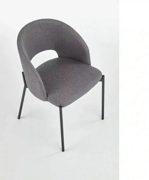 Scaun tapitat stofa clasica K373, gri/negru, 51x57x77 cm